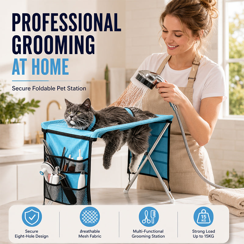 🐾 Foldable Grooming Station for Small Dogs and Cats – Handy Trimming Table for Nail Clipping, Washing & Brushing