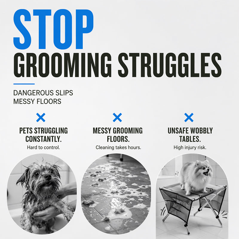🐾 Foldable Grooming Station for Small Dogs and Cats – Handy Trimming Table for Nail Clipping, Washing & Brushing