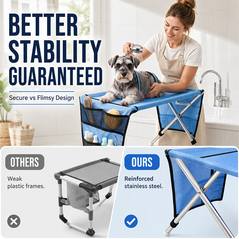 🐾 Foldable Grooming Station for Small Dogs and Cats – Handy Trimming Table for Nail Clipping, Washing & Brushing