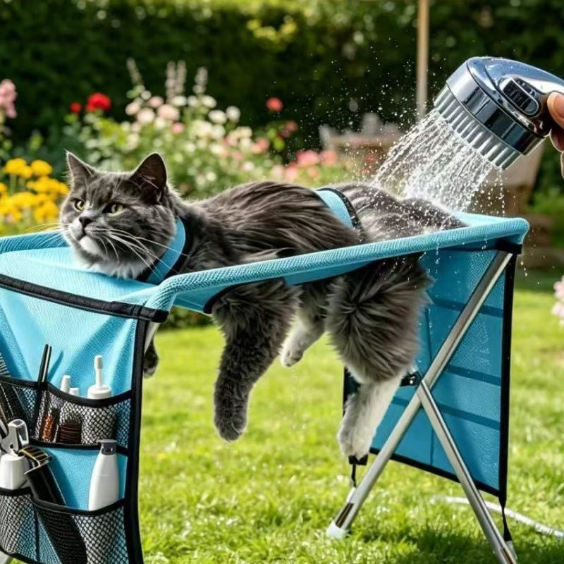 🐾 Foldable Grooming Station for Small Dogs and Cats – Handy Trimming Table for Nail Clipping, Washing & Brushing